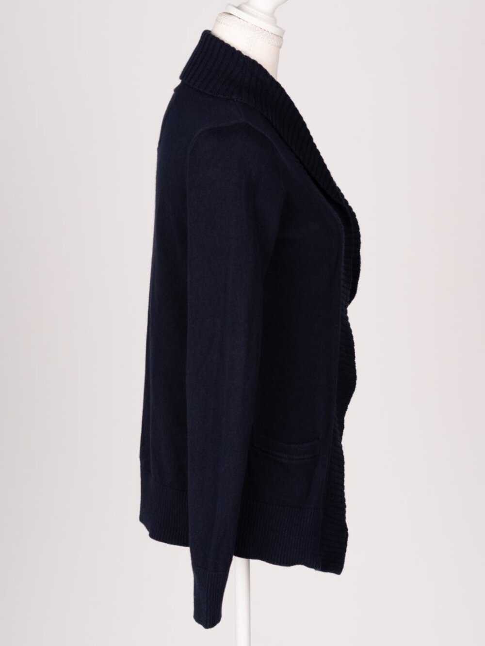 2010s VTG A&F "Ezra" Chunky Ribbed Shawl Collar Cardigan Navy Blue Small Preppy - Picture 7 of 16